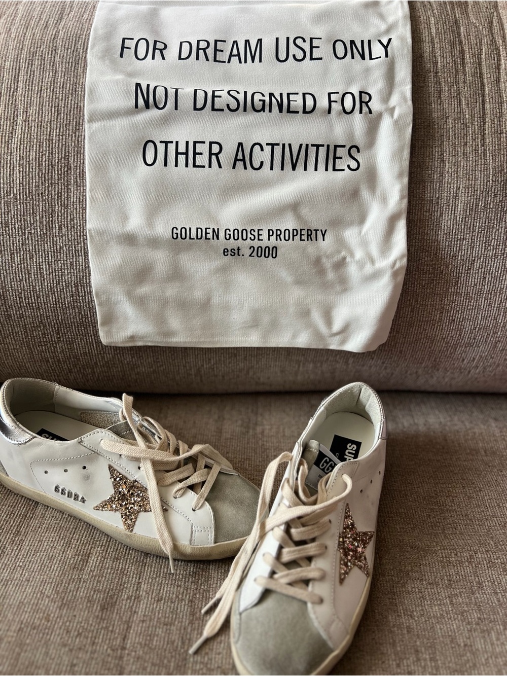 Golden Goose White Low-Top Sneakers with Glitter Star - Picture 4 of 6